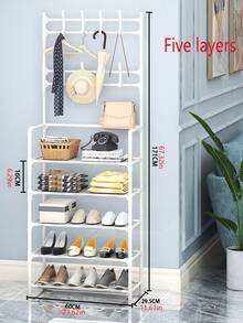 1 pièce Étagère à chaussures multifonction tout-en-un, support pour chaussures et manteaux, organisateur de rangement pour l'entrée à la maison, dortoir, facile à monter