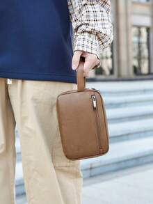 New Spring/Summer Solid Color PU Material Men's Clutch Bag/Wrist Bag, Fashionable Business High-End, Urban Casual, Simple And Generous, Multi-Function Handbag To Hold Phone, Wallet, Glasses, Lightweight And Portable, Water-Resistant And Scratch-Resistant, Suitable For Business, Meetings, Outings, Men's Accessory, Must-Have For Office Workers, Gift For Husband, Father, Holiday Gift, Father's Day, Valentine's Day - Multicolor - View 7