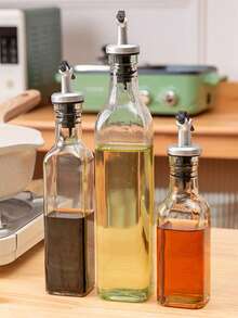 1 Pack, Glass Oil Dispenser, Seasoning Bottle, Soy Sauce Vinegar Bottle, Kitchen Oil Bottle, Liquid Seasoning Dispenser, Automatic Flip Leak-Proof, Transparent Glass Material, Healthy, Easy To Clean, Kitchen Cooking Essential, Suitable For Housewarming, Great Gift, Home Cooks, Food Lovers, Multi-Purpose - Multicolor - View 5