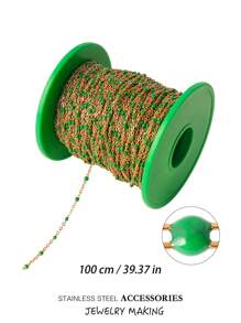 100cm Cadena de cuentas de acero inoxidable esmaltado, cadena de bolas coloridas en estilo bohemio para hacer bisutería, pulseras, collares y accesorios DIY