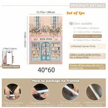 1 件，帆布裱框装饰画，易于悬挂，墙壁艺术，海报，现代，迷人的书店墙壁艺术，粉色花朵，复古风格，花卉书店装饰，文学墙，小屋中心装饰墙壁艺术 - 彩色 - 查看 16