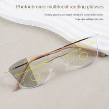 Gafas de lectura multifocales progresivas y fotocromáticas para mujeres, con visión amplia, diseño de marco ultraligero y cómodo de usar - Blanco - Ver 10