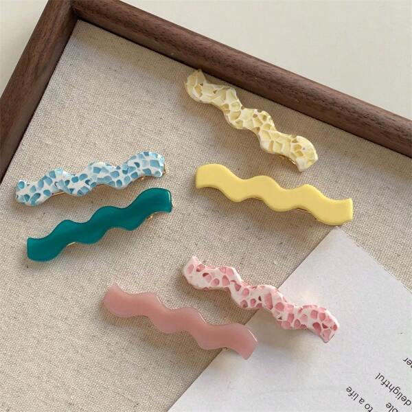 2 Peças Grampos de Cabelo com Formato de Onda, Grampos Laterais Simples, Grampos de Franja Acrílicos Estilosos, Garra Versátil de Cabelo Grampos de Cabelo Barrettes