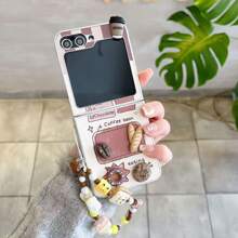 3D Bread Folding Phone Case With Chain, Suitable For Samsung Galaxy Z Flip3 5G/Galaxy Z Flip 4 5G/Galaxy Z Flip 5 5G/Galaxy Z Flip 6 5G/Galaxy Z Flip 7 5G, Women