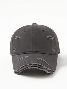 1pc Washed Distressed Casual Baseball Cap, Suitable For Everyday Wear And Travel - Dark Grey - View 10