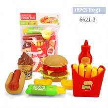 2025 新款 16 件/17 件/18 件/19 件/22 件/24 件儿童厨房玩具套装玩具，儿童角色扮演汉堡、蔬菜、烧烤套装玩具礼物（部分零件随机发货，多种颜色可选），节日礼物、生日礼物、礼品 - 彩色 - 查看 12