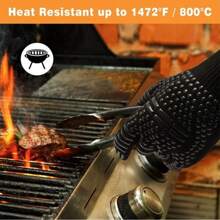 2pcs Heat Resistant Baking Gloves, 800°F Non-Slip Silicone Insulated Oven Mitts For Kitchen, BBQ, Camping And Cookware
