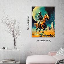 Enmarcado El Vaquero Espacial - Collage de arte retro futurista, vintage, western, cósmico, de ciencia ficción. Arte de aventura espacial, pintura de vaquero en lienzo de alta calidad, imágenes HD, regalo perfecto - Enmarcado - Ver 2