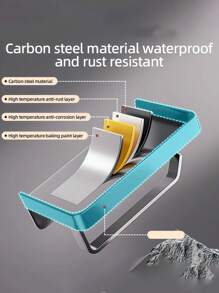 1pc Stainless Steel Toilet Paper Holder, Wall Mounted Bathroom Paper Towel Dispenser, Sticky Carbon Steel + ABS Plastic Material, No Need To Drill, Suitable For Bathroom, Toilet.