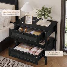 Rattan Nightstand With Charging Station,Wide Night Stand With Turned Legs,Bedside Table With Drawers,BlackRNEVE Rattan Nightstand With Charging Station,Wide Night Stand With Turned Legs,Bedside Table With Drawers,BlackO Rattan Nightstand With Charging Station,Wide Night Stand With Turned Legs,Bedside Table With Drawers,BlackRNEVE Rattan Nightstand With Charging Station,Wide Night Stand With Turned Legs,Bedside Table With Drawers,Black - Black - View 6