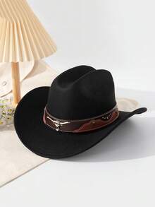 1pc Women's Western Cowboy Hat With Detachable Cow Head Decor, Exquisite Craftsmanship, Suitable For Outdoor Riding, Hiking, Party, Cowboy Accessory - Western Cowboy Hat - View 12