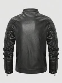 LEDUNTINO 男士时尚拉链休闲户外抓绒皮夹克，运动风，纯色，飞行员夹克，男友礼物，男士秋冬防风皮夹克，立领，双排扣，摩托车夹克，男士秋冬外套