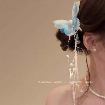 2025 New Chinese Style Butterfly Hair Clip, Women Long Tassel Pendant Unique Headdress Clip Claw Clips Hair Claws Hair Barrettes