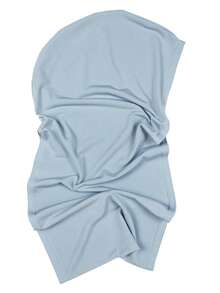 1 件女士简易 Hijab 即时经典纯色头巾，3 种不同佩戴方式，舒适弹力粘胶棉混纺，适合日常佩戴、运动、瑜伽 - 淺藍色 - 查看 3