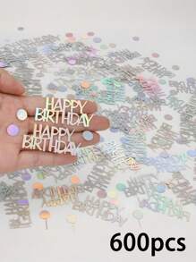 600/400/200pcs Birthday Party Confetti, Happy Birthday Confetti, Gold Card Happy Birthday Green Leaves Round Confetti, Birthday Party Table Decorations, Can Be Used For Diy Birthday Party Table Decorations, Create A Joyful Atmosphere, Festivals Party Supplies