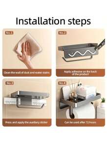 1pc Stainless Steel Toilet Paper Holder, Wall Mounted Bathroom Paper Towel Dispenser, Sticky Carbon Steel + ABS Plastic Material, No Need To Drill, Suitable For Bathroom, Toilet.