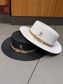 Summer Casual Straw Hat For Women, Simple Fashion British Style, Beach Sun Hat For Holiday, Vacation, Sun Protection - Straw Hat - View 6