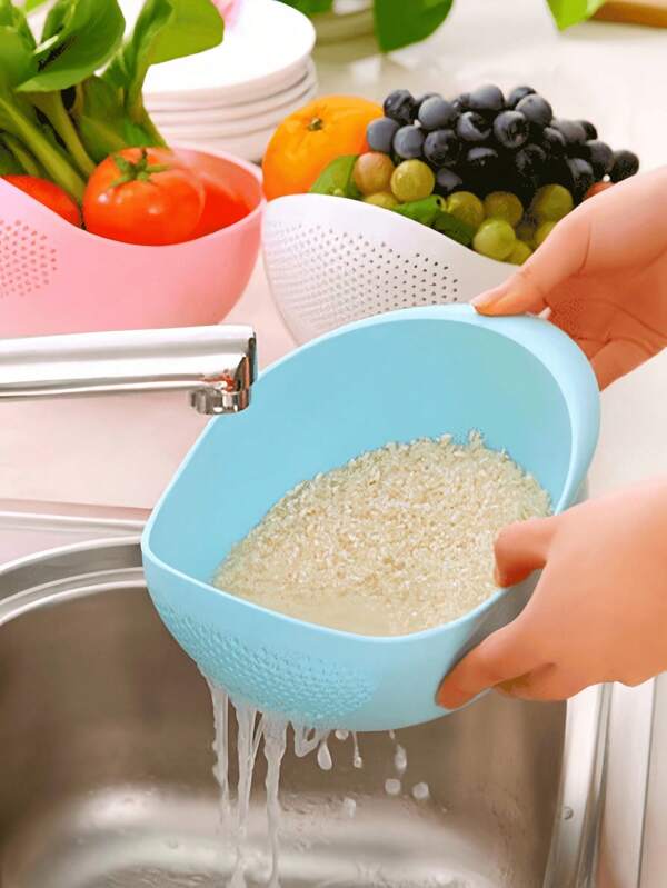 1 Stück multifunktionaler moderner Plastik-Küchensieb - vielseitiger Lebensmittel-Siebeinsatz für Obst, Gemüse, Reis und Getreide - perforiertes Design, leicht zu reinigen und zu verstauen - perfekt für frisches Obst und Gemüse wie Tomaten, Paprika und Zwiebeln, Gemüse-Waschkorb, unverzichtbares Küchenhelfer-Werkzeug