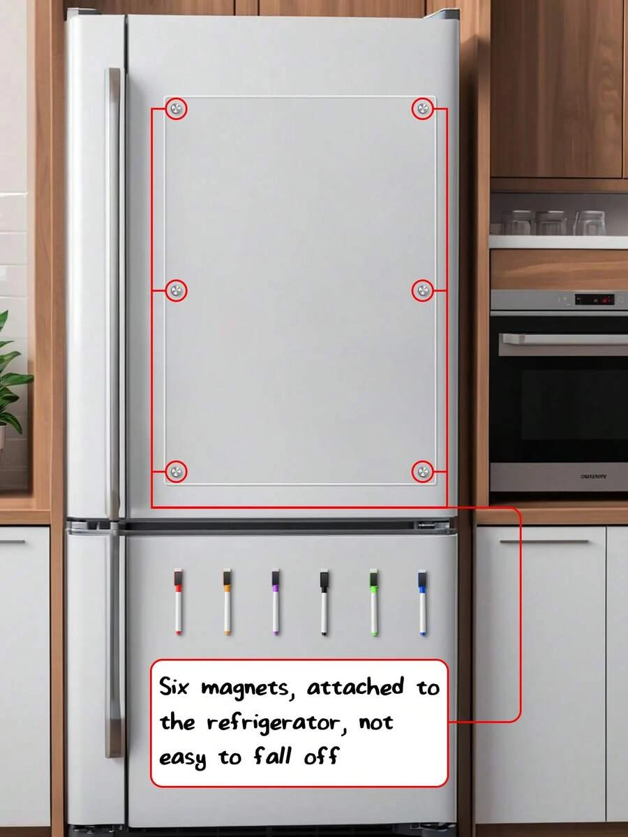 1 Set Large 6-Hole Message Board, Magnetic Acrylic Fridge Magnets, Reusable Dry Erase Calendar, A3 Weekly Meal Planner, Acrylic Magnetic Weekly Planner Board, Transparent Erasable Writing Board, Large Reinforced Acrylic Memo Board, Reusable Writing Board (Includes 6 Whiteboard Markers) - Transparent - View 1