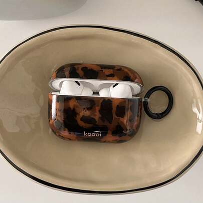 Niche Retro Amber Leopard Print Pro 2/Pro 3 Hörlursfodral, Apple 2:a/3:e generationens trådlösa Bluetooth-skyddsfodral, snyggt för kvinnor och män, silikonmaterial med skyddsfilm (vänligen dra av före användning)