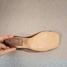 Plus Size Women's Square Toe Transparent Solid Color Slip-On Crystal Heel High Heel Slide Sandals, Suitable For Fashion Shows - Brown - View 7