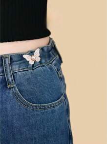 1 Paar Damen Tier Muster Schmetterling Taillenkorsett Schnalle, Faux Perlen Dekor Taillenkorsett Schnalle für Jeans, verstellbare Doppel-Schnallen Taillenkorsett Clip für Kleider, Röcke, Lässig Kleidung, Feiertage, verhindert Verrutschen, Mode Taille Fixierung