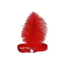 Simulation Ostrich Feather Headband With Sequins, Elastic Strap & Colorful Rhinestones, Carnival Party Supplies, Headdress
