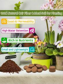 20 Stück (30 mm) komprimierte Kokosfaser-Topferde Saat-Starter - Organische Kokosfaser-Pellet-Erde zum Anpflanzen von Bonsai, Kräutern, Pflanzen, Blumen und Gemüse