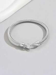 1pc Minimalist Horseshoe Clasp Titanium Steel Bracelet, Suitable For Girls, Women, Couples, Daily Accessory