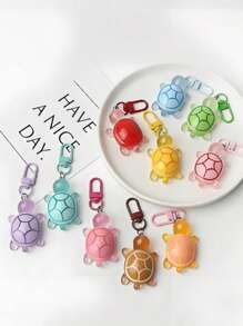 12/6/3/1 pieza Llavero pequeño de tortuga que brilla en la oscuridad, dije de tortuga acrílica para bolso, llavero de resina de animal de dibujos animados para bolso y mosquetón, regalo de novedad para fiestas, accesorios de moda para decoración de mujeres