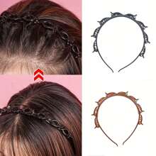 2pcs Woven Hairbands & Bangs Clips Hair Accessories, Multi-Layer Hollow Headband & Hair Clips Top Clips