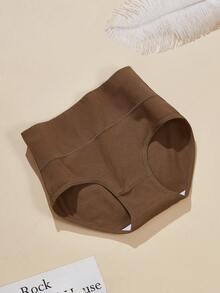 6 件/包女士高腰纯棉内裤，简约休闲，舒适针织面料，常规版型三角内裤，四季皆宜 - 彩色 - 查看 4