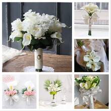 Bó hoa cưới hoa loa kèn Calla Lily, hoa giả bằng nhựa latex, thích hợp trang trí Ngày của Mẹ, Lễ Phục Sinh, nhà cửa, nhà bếp, đám cưới, cắm hoa mùa xuân, trang trí bàn tiệc và đám cưới. - trắng - Xem 7