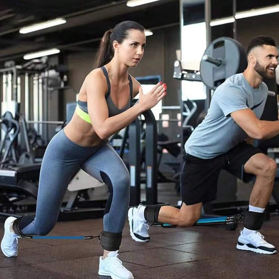 6pcs Ankle Resistance Bands Kit - Strengthen Leg And Butt Muscles With Adjustable Cuffs - Durable TPE Material Effective For Workout - Black - View 1