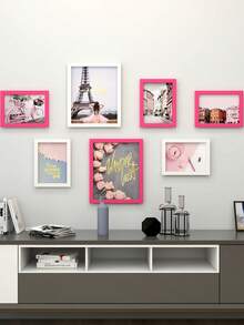 7pcs Minimalist Art Photo Frame Set, Photo Wall Collage For Living Room & Hallway, Comes With Prints, No Drilling Required, Great Gift - Multicolor - View 10