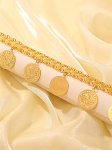 Gold Plated Luxury Turkish Coin Shaped Body Chain Necklace, Belly Chain Accessory For Middle Eastern Women, Suitable For Festival, Wedding, Party And Performance