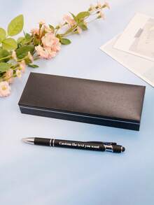 LICVIC 1/2Pcs Personalized Metal Ballpoint Pens, Gift Box, Customized Engraving Text Pens, Black, Suitable As Business Gifts, Advertising Gifts, Holiday Gifts, Company Gifts, School Gifts, Valentine'S Day Gifts, Capacitive Stylus Ballnoint Pen, Fit For All Canacitive Touch Screen Devices