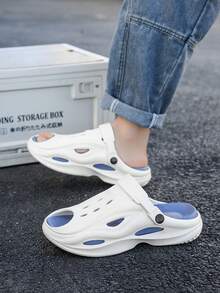 Men's Versatile Soft Slippers, Comfortable Indoor/Outdoor Sandals, Anti-Slip Textured Design, Fashionable Footwear - White - View 6