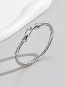 1pc Minimalist Horseshoe Clasp Titanium Steel Bracelet, Suitable For Girls, Women, Couples, Daily Accessory