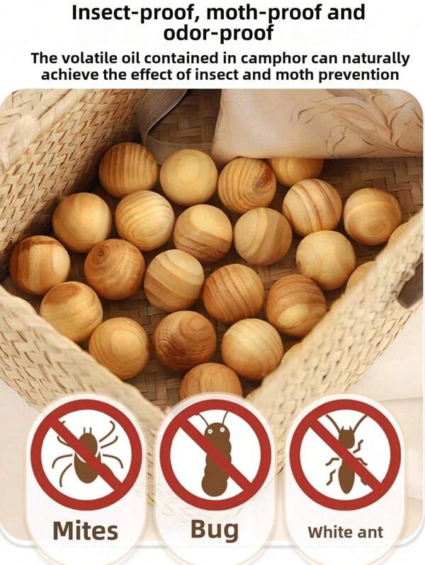 10 pièces de boules de camphre naturel, répulsif à mites parfum cèdre pour armoire de maison, anti-moisissure et anti-insectes pour salle de bain