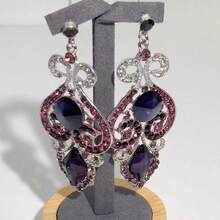 3 件套奢华新娘首饰套装：项链、耳环，适合婚礼、宴会、正式场合 - 藍色 - 查看 11