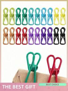 20 pièces Pinces à puce - Pinces en acier revêtu de PVC utilitaires pour sceller les emballages alimentaires, les sacs de chips, les vêtements et le papier - Paquet de 10 (couleur aléatoire) Pinces à linge multifonctions