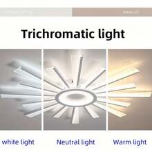 1 件现代 LED 吸顶灯，3 种颜色变化 - 线条设计，金属结构，易于安装，适用于客厅和餐厅 - 无开关无遥控器
