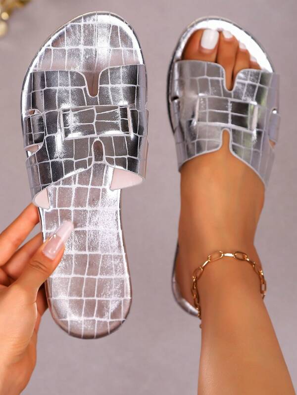 Sandalias de playa de PU con diseño bohemio y recortes para mujer, adecuadas para uso diario, playa y exteriores, de verano