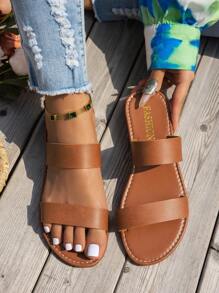 Sandalias planas de verano de unicolor con correa plana simple