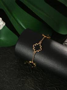 1 Stück minimalistisches schwarzes dekoratives Armband in Blumenform, modisch und vielseitig für den täglichen Gebrauch