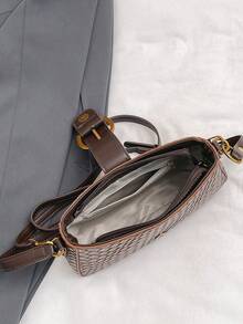 Women's Vintage Solid Color Dual Strap Matte Leather Saddle Shoulder Bag - Coffee Brown - View 7