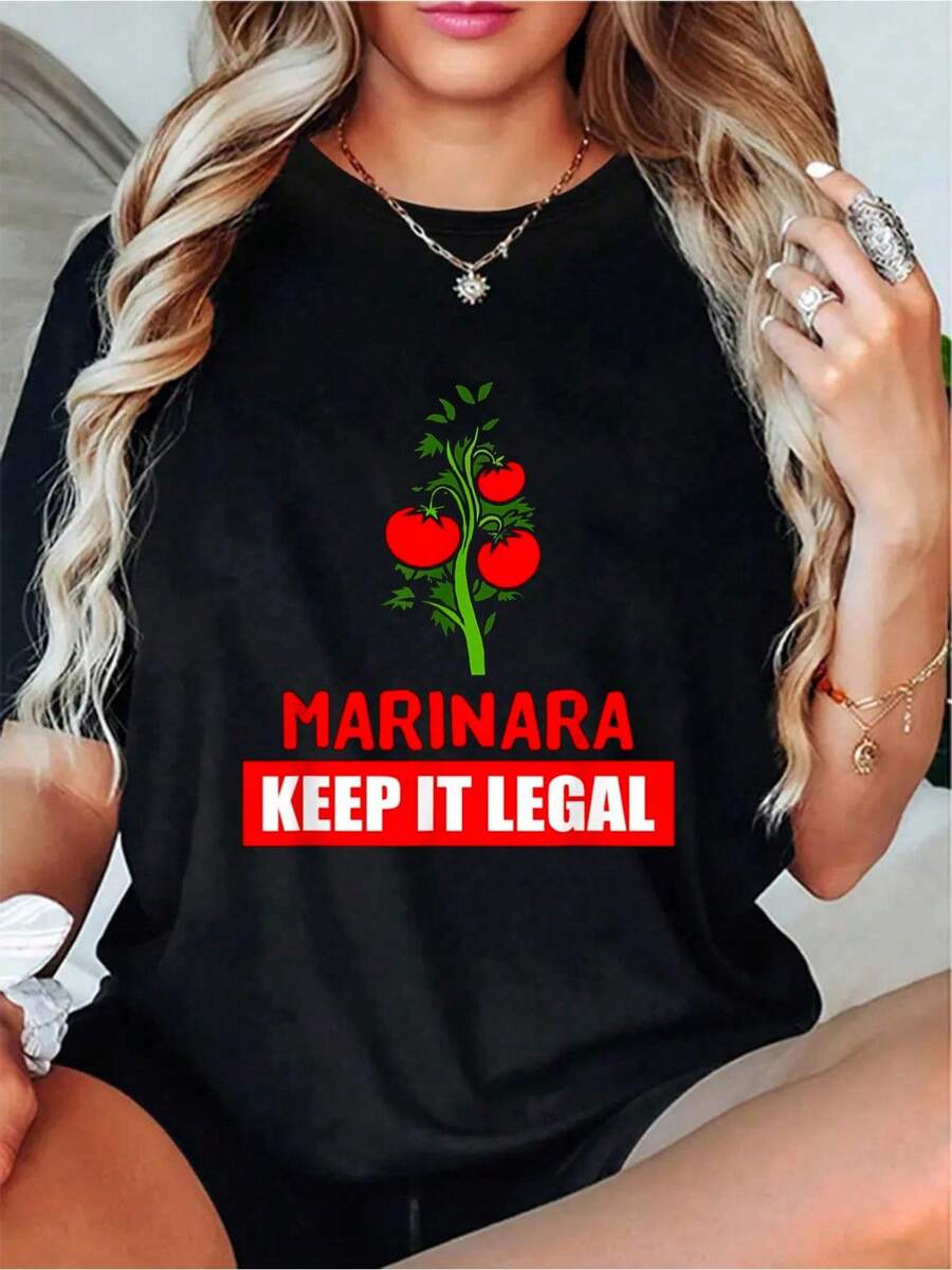 Marinara Make It Legal - Legalize It Funny T-Shirt T-Shirt - Soft 100% Cotton Summer Tops Shirts, Vacation Outfits Women, Going Out Tops Women For Spring & Summer, Graphic Tees For  Sport Lovers - Black - View 1