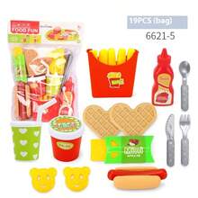 2025 新款 16 件/17 件/18 件/19 件/22 件/24 件儿童厨房玩具套装玩具，儿童角色扮演汉堡、蔬菜、烧烤套装玩具礼物（部分零件随机发货，多种颜色可选），节日礼物、生日礼物、礼品 - 彩色 - 查看 14
