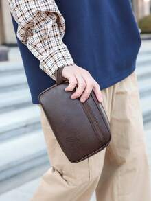 New Spring/Summer Solid Color PU Material Men's Clutch Bag/Wrist Bag, Fashionable Business High-End, Urban Casual, Simple And Generous, Multi-Function Handbag To Hold Phone, Wallet, Glasses, Lightweight And Portable, Water-Resistant And Scratch-Resistant, Suitable For Business, Meetings, Outings, Men's Accessory, Must-Have For Office Workers, Gift For Husband, Father, Holiday Gift, Father's Day, Valentine's Day - Multicolor - View 13